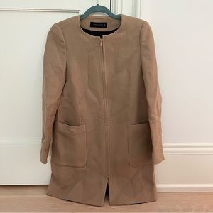 NEW ZARA ZIPPER TAN JACKET SIZE S